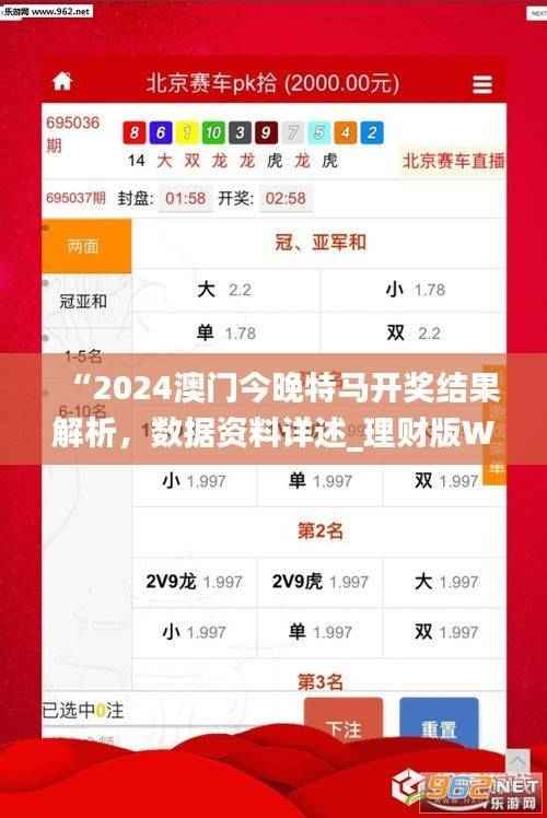“2024澳门今晚特马开奖结果解析,数据资料详述_理财版WOK994.5”