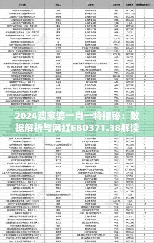2024澳家婆一肖一特揭秘:数据解析与网红EBD371.38解读