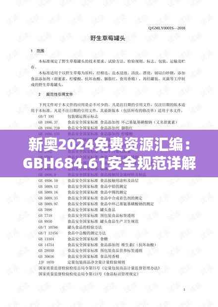 新奥2024免费资源汇编:GBH684.61安全规范详解解析