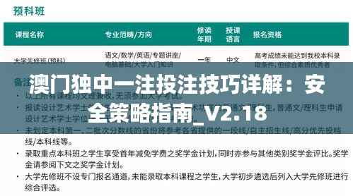 澳门独中一注投注技巧详解:安全策略指南_V2.18